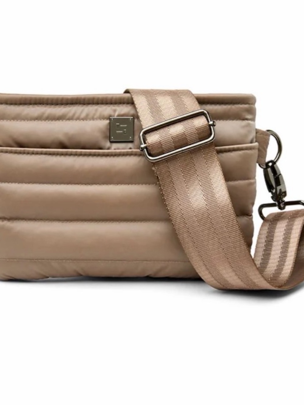 THINK ROYLN Quilted Crossbody Bag in Taupe - shitake